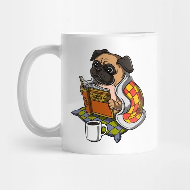 Pug Book Reading Dog by underheaven